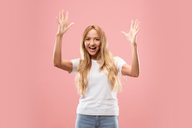 Winning success woman happy ecstatic celebrating being a winner.