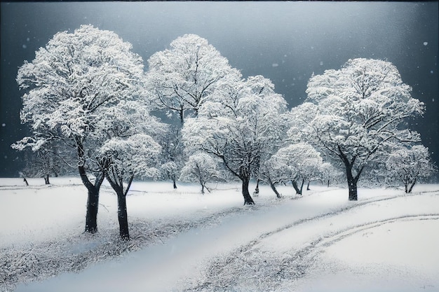 Winter landscape winter forest winter road and trees covered with snow germany panoramic shot