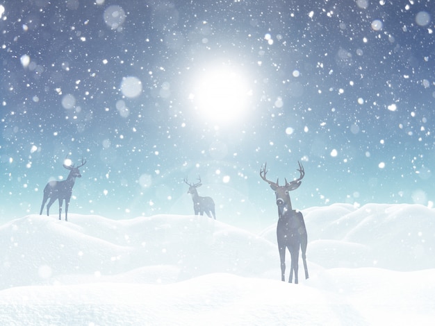 Free Photo winter landscape with deer in snow