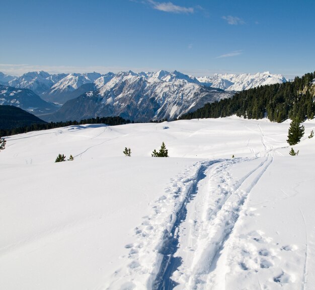 Winter landscape with ski slopes