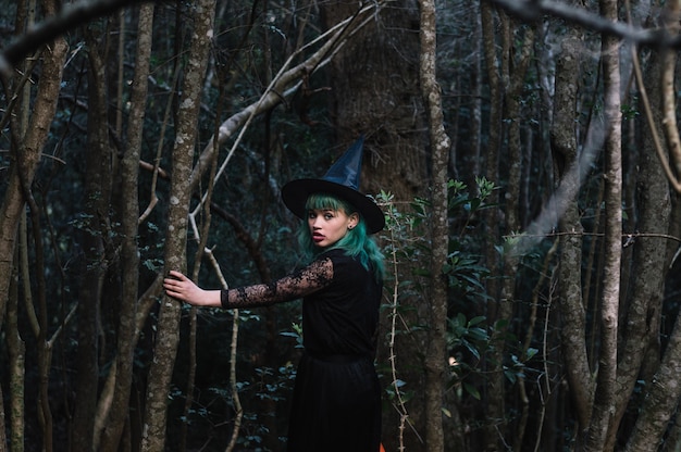 Free Photo witch walking in wood