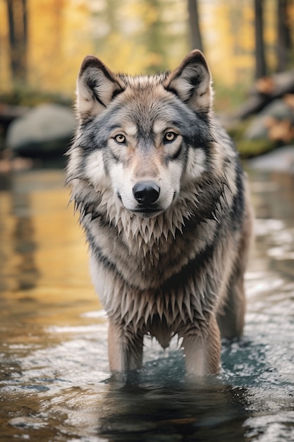 Free Photo wolf in natural environment