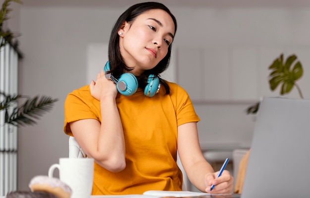 Woman attending online class