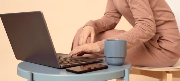 Woman being connected with virtual modern tech