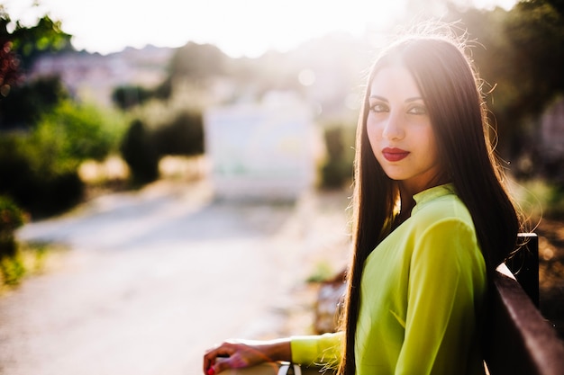 Woman on bench in park