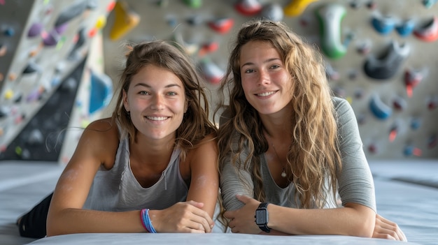 Free photo woman in a bouldering gym