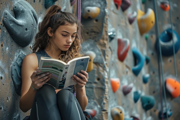 Free Photo woman in a bouldering gym