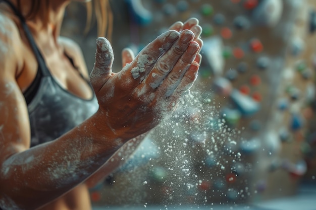 Free photo woman in a bouldering gym