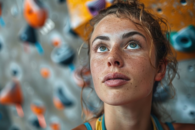 Free photo woman in a bouldering gym