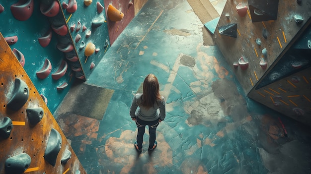 Free Photo woman in a bouldering gym