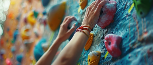 Free photo woman in a bouldering  spot