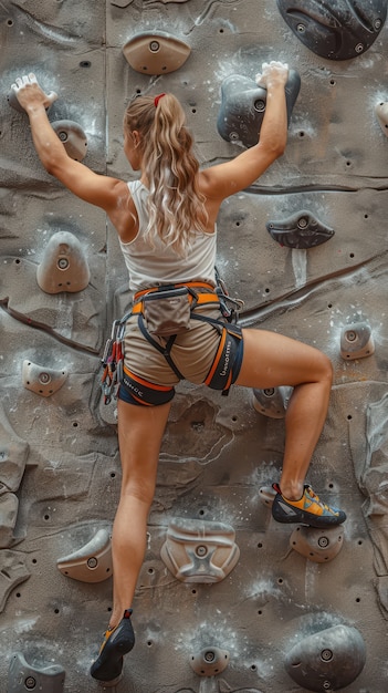 Free photo woman in a bouldering  spot