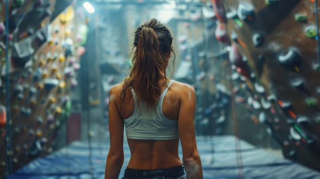 Free Photo woman in a bouldering  spot