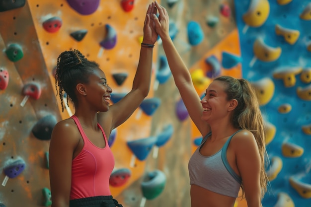 Free photo woman in a bouldering  spot