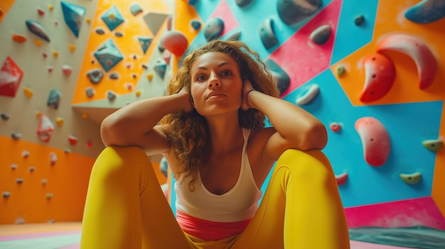 Free Photo woman in a bouldering  spot