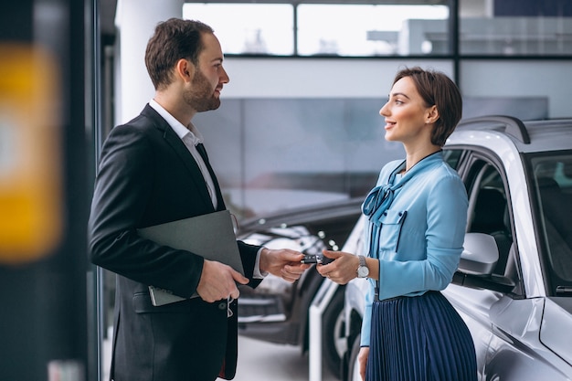 Free Photo woman buying a car