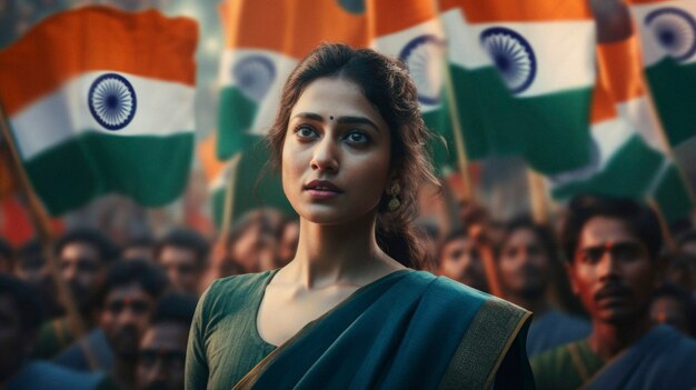 Woman celebrating indian republic day