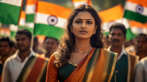 Woman celebrating indian republic day