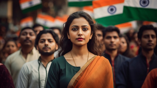 Woman celebrating indian republic day