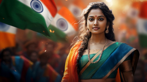 Free photo woman celebrating indian republic day