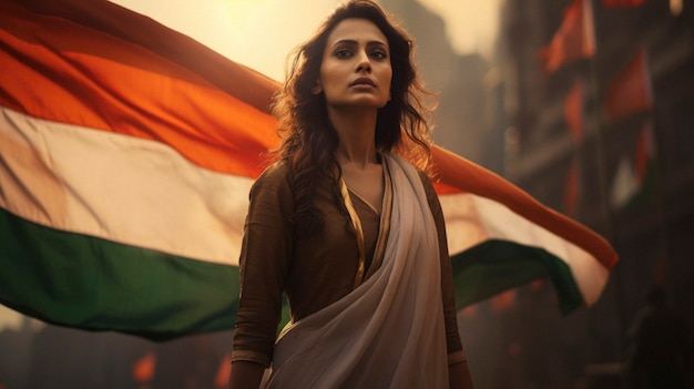 Woman celebrating indian republic day