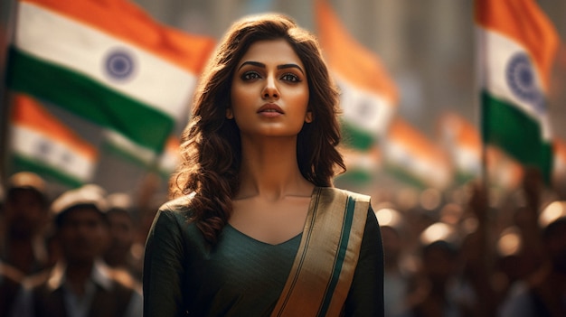 Free photo woman celebrating indian republic day