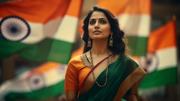 Free photo woman celebrating indian republic day