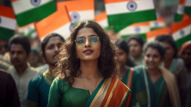 Woman celebrating indian republic day