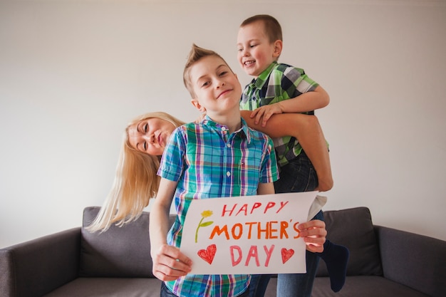 Woman celebrating mother's day with her children