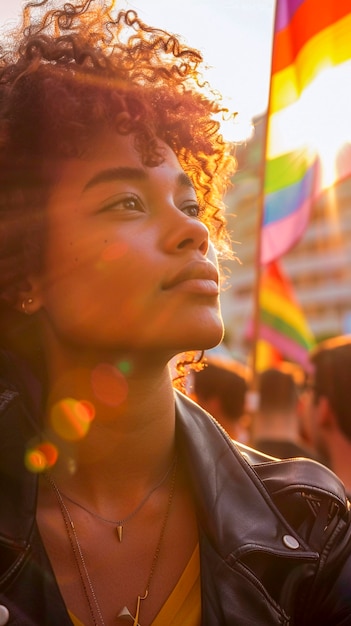 Woman celebrating pride day