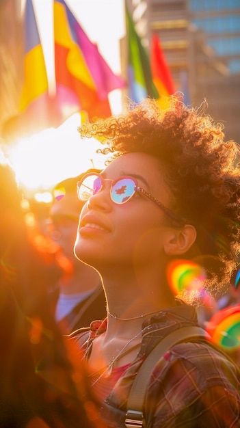 Woman celebrating pride day