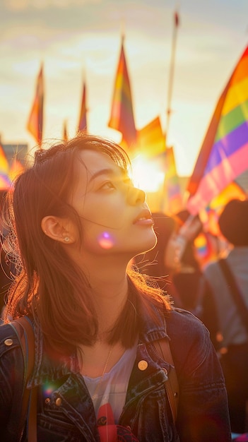 Woman celebrating pride day