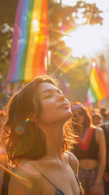 Woman celebrating pride day