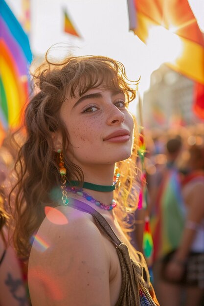 Woman celebrating pride day