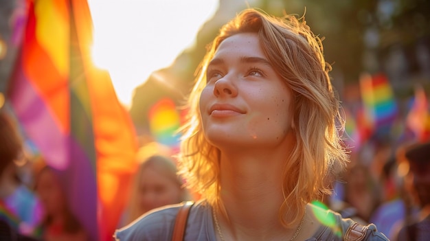 Woman celebrating pride day