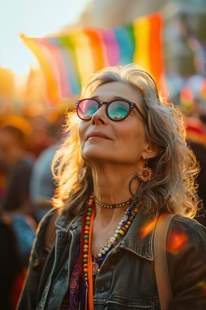 Woman celebrating pride day