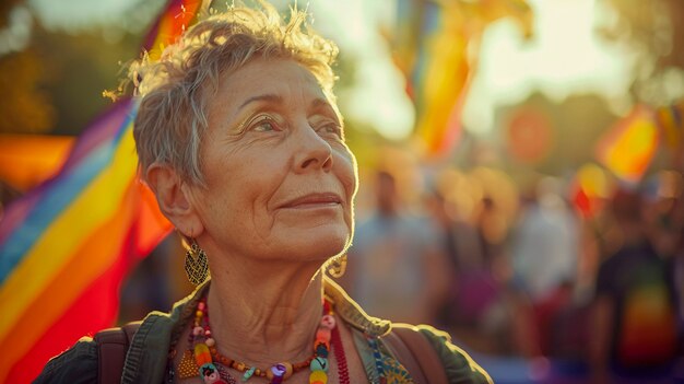 Woman celebrating pride day