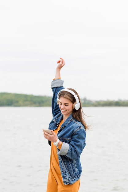 Woman checking mobile