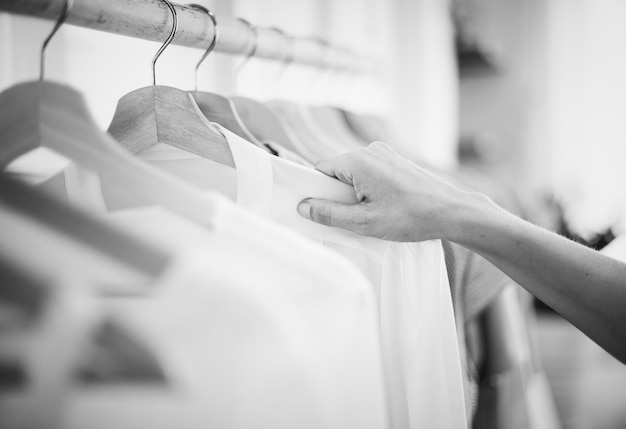 Woman checking out some clothes