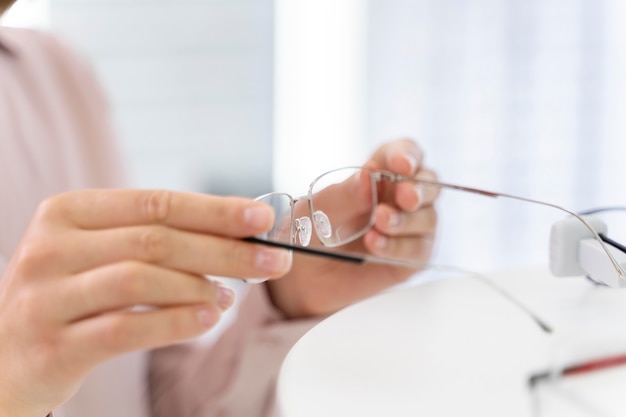 Woman checking some new glasses