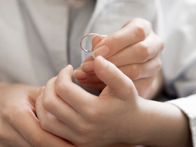 Woman and child with marriage ring