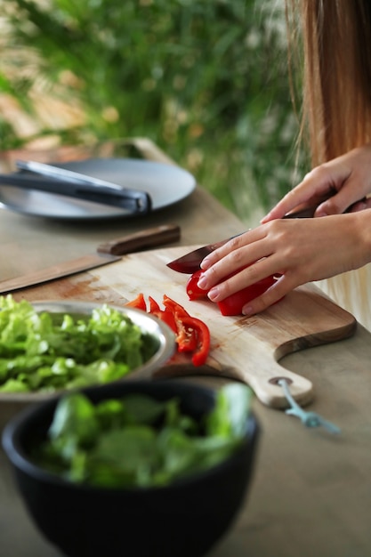 Woman cooking at the kitchen