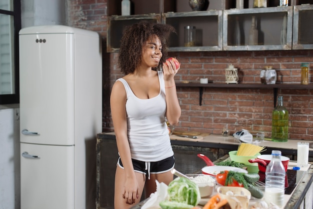 Woman cooking vegetables