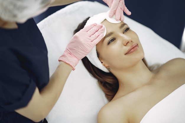 Woman in cosmetology studio on a procedures