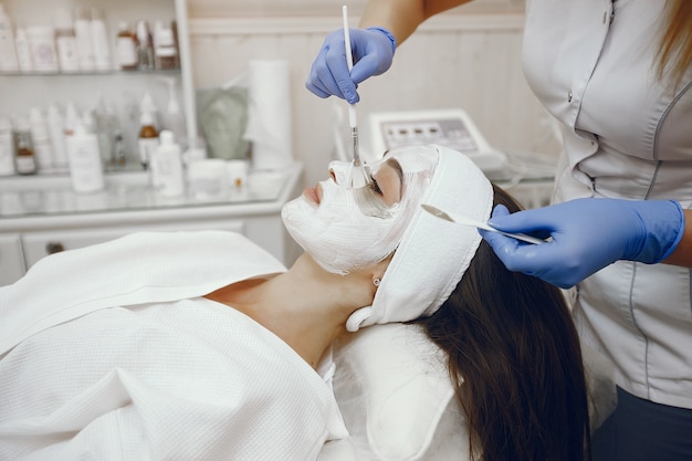 Woman in cosmetology studio on a procedures