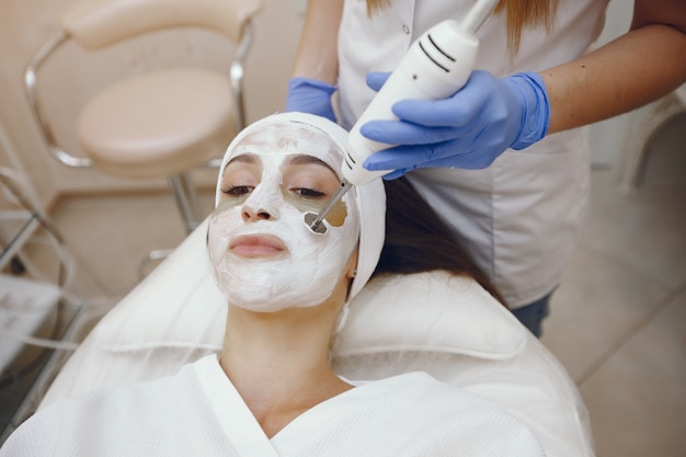 Woman in cosmetology studio on a procedures