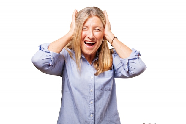 Woman covering her ears