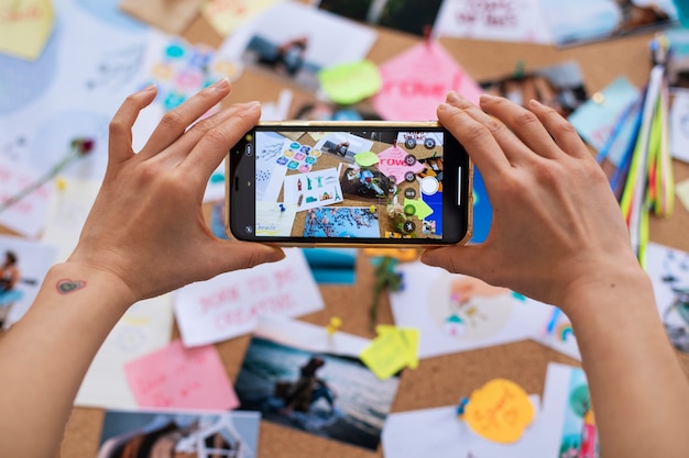 Woman creating their own vision board