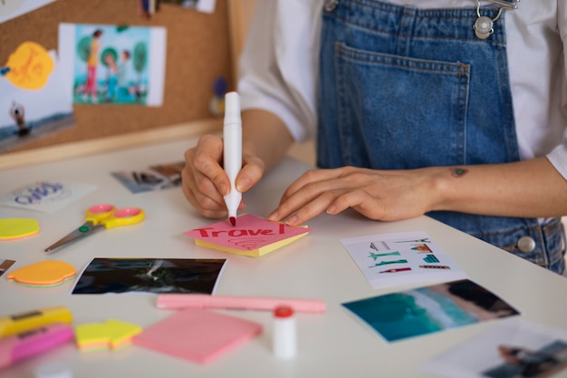 Woman creating their own vision board