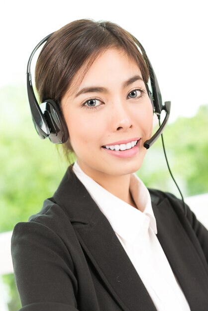 Woman customer call service